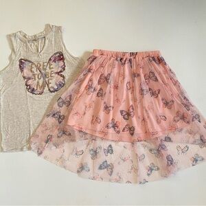 Justice Girl’s Free To Be Me Butterfly Tank Top & Tulle Skirt Size 10
